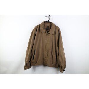 Vintage 90s Streetwear Mens 2XL Ribbed Whipcord Full Zip Bomber Jacket Brown